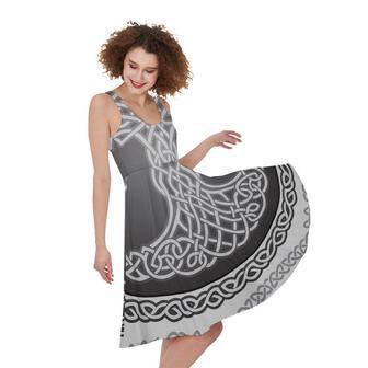 Celtic Knot Tree Of Life Print Sleeveless Knee Length Dress | Newhawaiianshirts AU