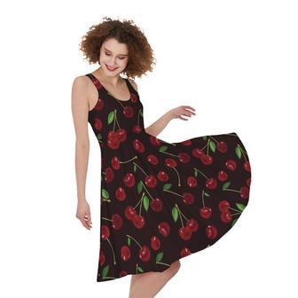 Cherry Fruit Pattern Print Sleeveless Knee Length Dress | Newhawaiianshirts AU