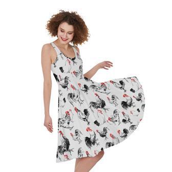 Chicken Ink Painting Pattern Print Sleeveless Knee Length Dress | Newhawaiianshirts