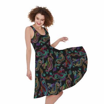 Chinese Dragon Pattern Print Sleeveless Knee Length Dress | Newhawaiianshirts