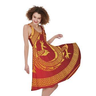 Chinese Dragon Zodiac Sign Print Sleeveless Knee Length Dress | Newhawaiianshirts DE