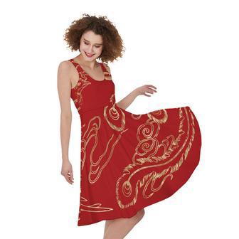 Chinese Phoenix Print Sleeveless Knee Length Dress | Newhawaiianshirts CA