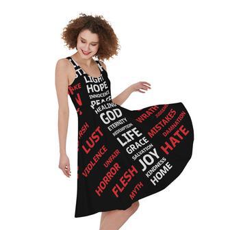 Christian Cross Religious Words Print Sleeveless Knee Length Dress | Newhawaiianshirts AU