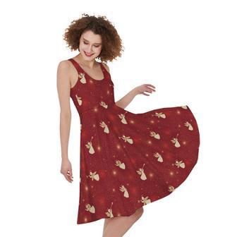 Christmas Angel Pattern Print Sleeveless Knee Length Dress | Newhawaiianshirts UK