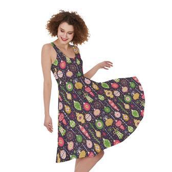 Christmas Baubles Pattern Print Sleeveless Knee Length Dress | Newhawaiianshirts UK