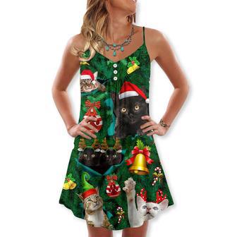 Christmas Cats Meowy Mas - V-Neck Sleeveless Cami Dress | Newhawaiianshirts DE