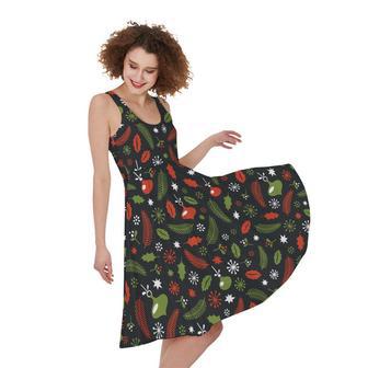 Christmas Decorations Pattern Print Sleeveless Knee Length Dress | Newhawaiianshirts AU