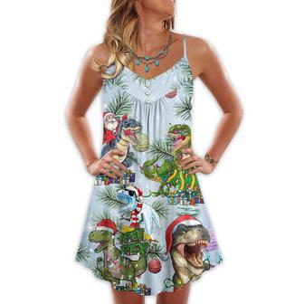 Christmas Dinosaurs And Merry Xmas - V-Neck Sleeveless Cami Dress | Newhawaiianshirts AU