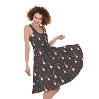 Christmas Gnomes Pattern Print Sleeveless Knee Length Dress | Newhawaiianshirts UK