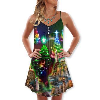 Christmas Lighthouse And Merry Christmas Happy - V-Neck Sleeveless Cami Dress | Newhawaiianshirts UK