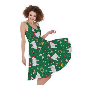 Christmas Llama Pattern Print Sleeveless Knee Length Dress | Newhawaiianshirts