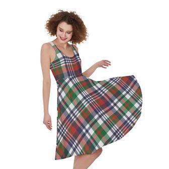 Christmas Madras Plaid Print Sleeveless Knee Length Dress | Newhawaiianshirts AU