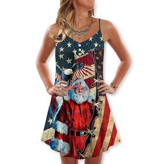 Christmas Patriot Santa Claus - V-Neck Sleeveless Cami Dress | Newhawaiianshirts DE