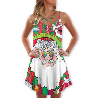 Christmas Santa Claus Psychedelic Colorful Hippie - V-Neck Sleeveless Cami Dress | Newhawaiianshirts