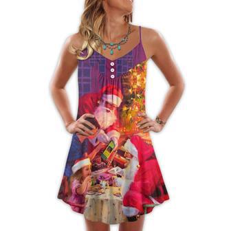 Christmas Santa Claus Story Light Art Style - V-Neck Sleeveless Cami Dress | Newhawaiianshirts DE