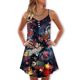 Christmas Santa In The Space - V-Neck Sleeveless Cami Dress | Newhawaiianshirts DE