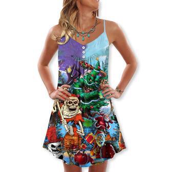 Christmas Skull And Xmas Scary - V-Neck Sleeveless Cami Dress | Newhawaiianshirts CA