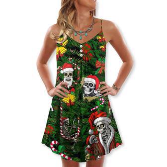 Christmas Skull Merry Xmas Happy - V-Neck Sleeveless Cami Dress | Newhawaiianshirts DE