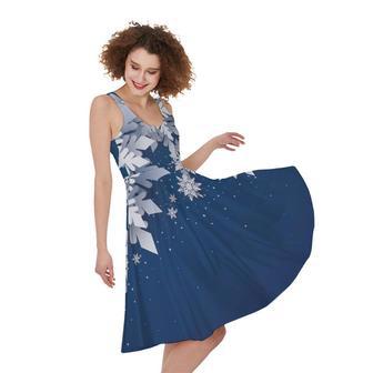 Christmas Snowflake Print Sleeveless Knee Length Dress | Newhawaiianshirts