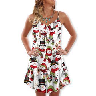 Christmas Snowman Family Happy Christmas - V-Neck Sleeveless Cami Dress | Newhawaiianshirts DE