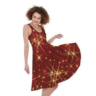 Christmas Sparkle Print Sleeveless Knee Length Dress | Newhawaiianshirts DE