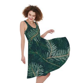 Christmas Tree Print Sleeveless Knee Length Dress | Newhawaiianshirts CA