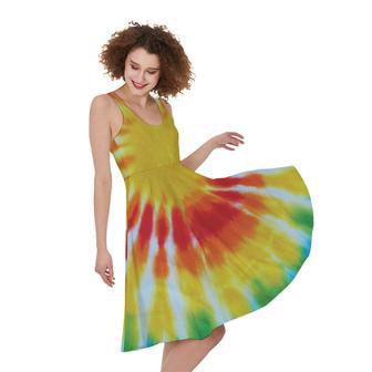 Circle Tie Dye Print Sleeveless Knee Length Dress | Newhawaiianshirts UK