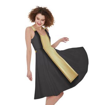 Classic Golden Cross Print Sleeveless Knee Length Dress | Newhawaiianshirts UK