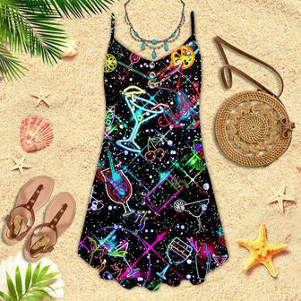 Cocktail Lover Neon Spaghetti Strap Summer Dress | Newhawaiianshirts AU