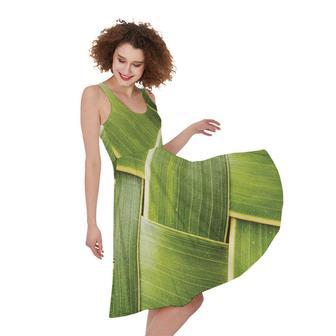 Coconut Leaf Print Sleeveless Knee Length Dress | Newhawaiianshirts CA