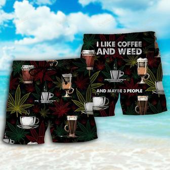 Coffee I Like Coffee And Weed Beach Short | Newhawaiianshirts UK