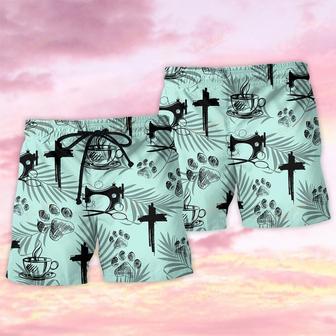 Coffee Jesus Dog Coffee Sewing Lover Beach Short | Newhawaiianshirts DE