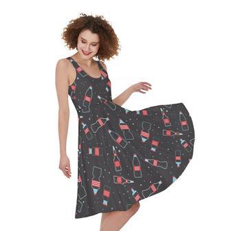 Cola Bottle Pattern Print Sleeveless Knee Length Dress | Newhawaiianshirts CA