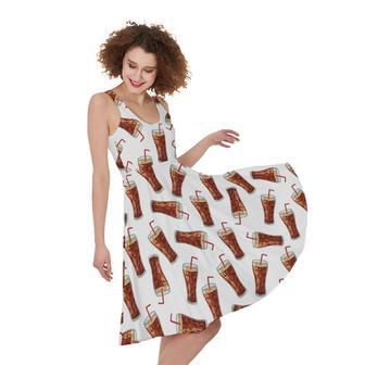 Cola Pattern Print Sleeveless Knee Length Dress | Newhawaiianshirts AU