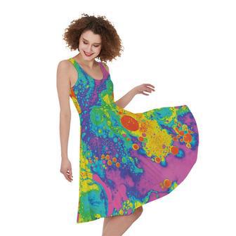 Colorful Acid Melt Print Sleeveless Knee Length Dress | Newhawaiianshirts CA