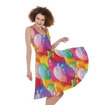 Colorful Balloon Pattern Print Sleeveless Knee Length Dress | Newhawaiianshirts