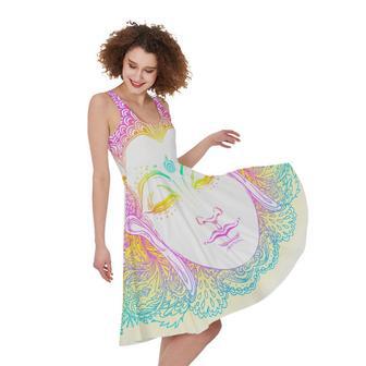 Colorful Buddha Mandala Print Sleeveless Knee Length Dress | Newhawaiianshirts UK