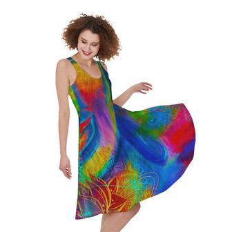 Colorful Buddha Print Sleeveless Knee Length Dress | Newhawaiianshirts AU