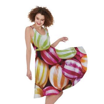 Colorful Candy Ball Print Sleeveless Knee Length Dress | Newhawaiianshirts CA