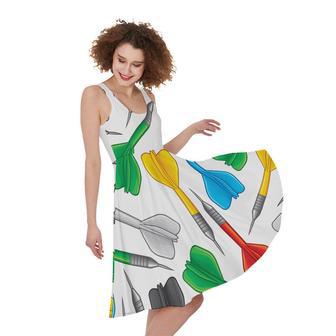 Colorful Darts Pattern Print Sleeveless Knee Length Dress | Newhawaiianshirts AU