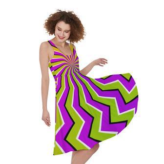 Colorful Dizzy Moving Optical Illusion Sleeveless Knee Length Dress | Newhawaiianshirts