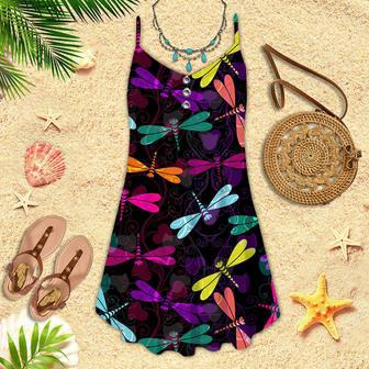 Colorful Dragonfly Spaghetti Strap Summer Dress | Newhawaiianshirts DE