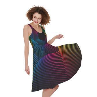 Colorful EDM Geometric Print Sleeveless Knee Length Dress | Newhawaiianshirts UK