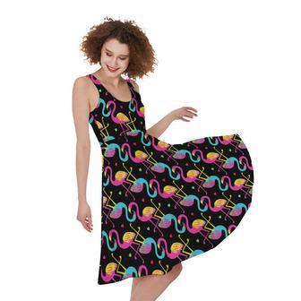 Colorful Flamingo Pattern Print Sleeveless Knee Length Dress | Newhawaiianshirts AU