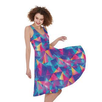 Colorful Geometric Mosaic Print Sleeveless Knee Length Dress | Newhawaiianshirts AU