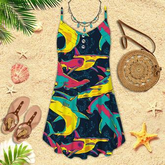 Colorful Hammerhead Shark Spaghetti Strap Summer Dress | Newhawaiianshirts DE