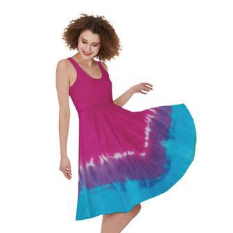 Colorful Heart Tie Dye Print Sleeveless Knee Length Dress | Newhawaiianshirts