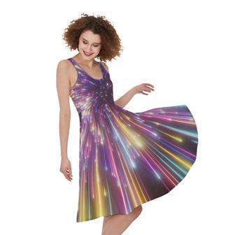 Colorful Hyperspace Print Sleeveless Knee Length Dress | Newhawaiianshirts DE