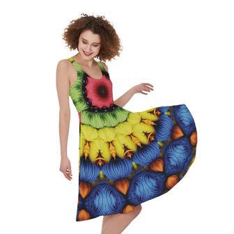 Colorful Kaleidoscope Print Sleeveless Knee Length Dress | Newhawaiianshirts AU