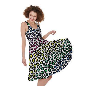 Colorful Leopard Print Sleeveless Knee Length Dress | Newhawaiianshirts